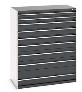 Bott Cubio drawer cabinet with overall dimensions of 1300mm wide x 750mm deep x 1600mm high Cabinet consists of 4 x 100mm, 2 x 125mm, 3 x 150mm and 2 x 200mm high drawers 100% extension drawer with internal dimensions of 1175mm wide x 625mm deep. The... Bott Workshop Storage Drawer Units1300mmW x 750mmD